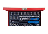 Sada nástrčných hlavic s ráčnou a příslušenstvím King Tony 1/4 CrV 6 hran 45 ks 2575MR