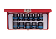 Sada rázových nástrčných hlavic King Tony 1/2 CrMo 6 hran 10 - 21 mm 4412MP
