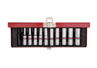 Sada nástrčných prodloužených hlavic King Tony 1/4 CrV 6 hran 5/32 - 1/2 na kolejnici 2510SR