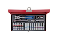 Sada nástrčných hlavic s ráčnou a příslušenstvím King Tony 1/4 CrV 6 hran 26 ks 2526SR