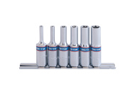 Sada nástrčných prodloužených hlavic King Tony 3/8 CrV TORX E8 - E18 na kolejnici 3116PR