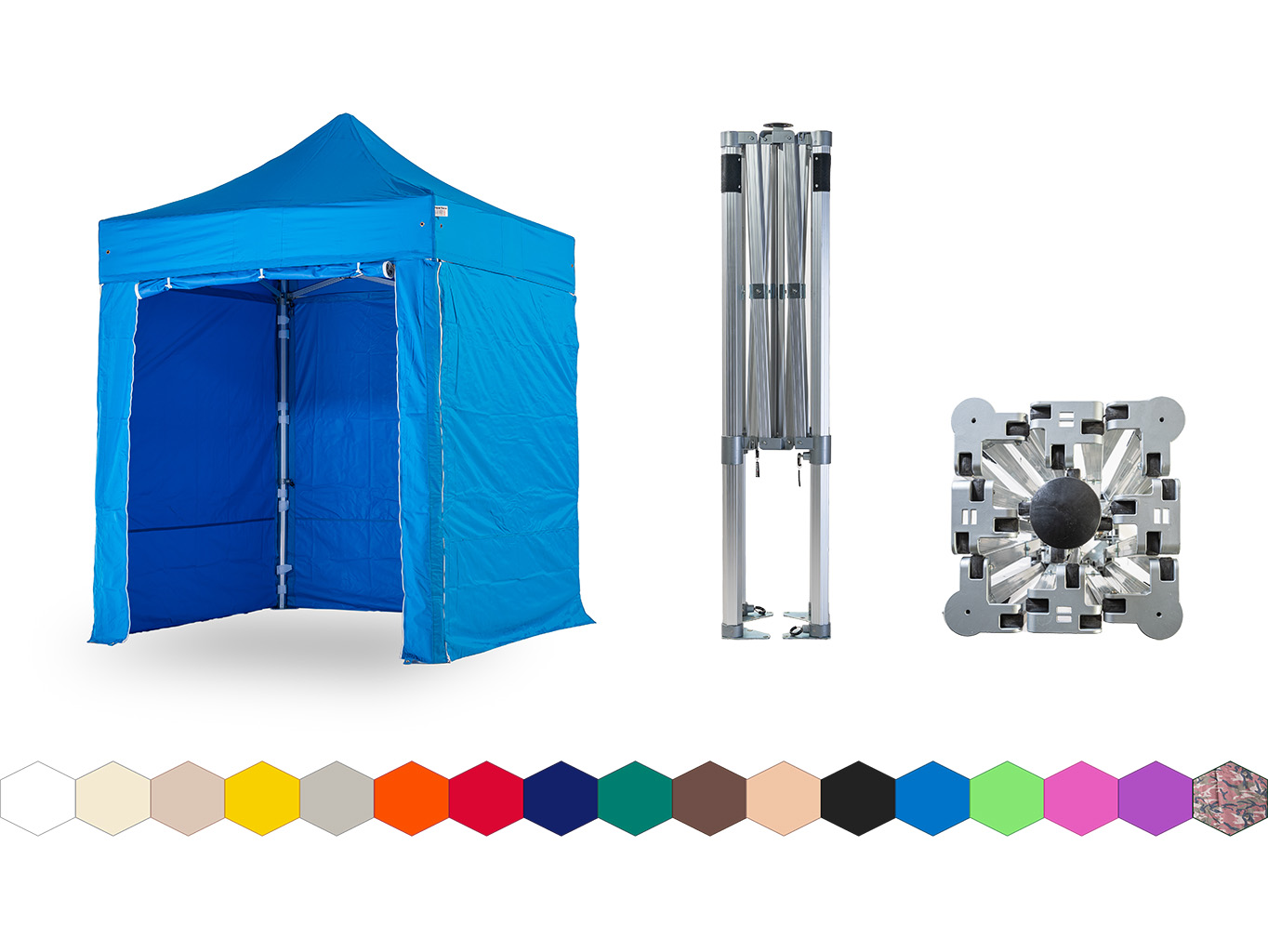 Nůžkový párty stan 2x2 m TENTino BIG HEXAGON EXTREME Barva opláštění: 12A - SVĚTLE MODRÁ