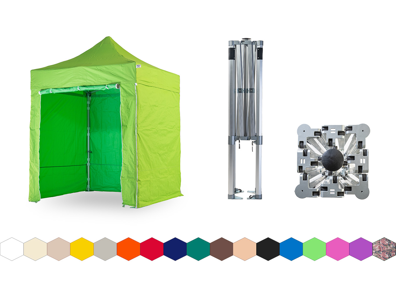 Nůžkový párty stan 2x2 m TENTino BIG HEXAGON EXTREME Barva opláštění: 13A - SVĚTLE ZELENÁ