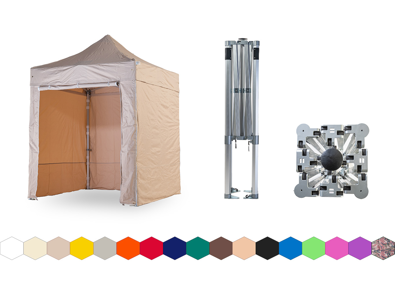 Nůžkový párty stan 2x2 m TENTino BIG HEXAGON EXTREME Barva opláštění: 3A - BÉŽOVÁ