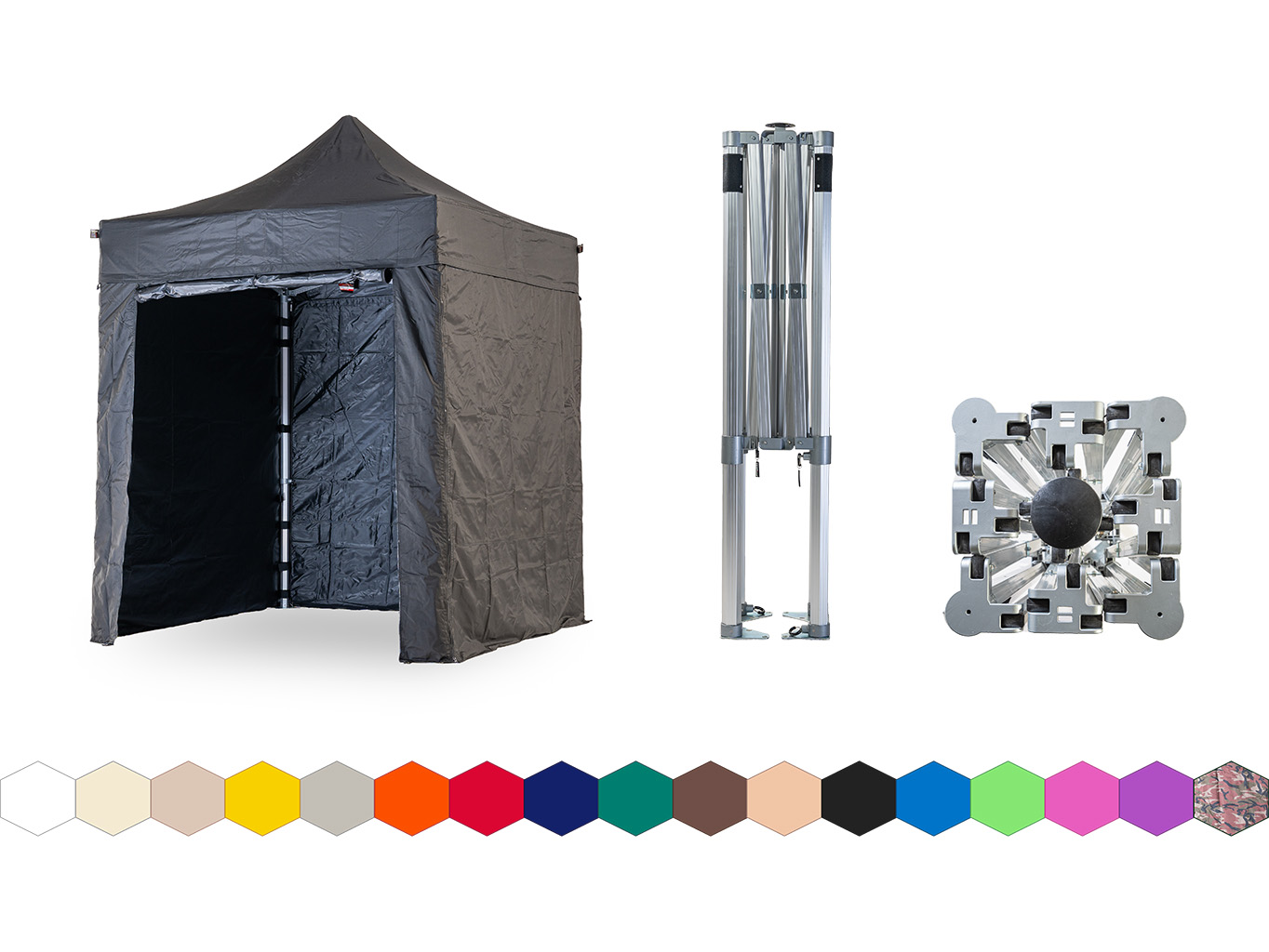 Nůžkový párty stan 2x2 m TENTino BIG HEXAGON EXTREME Barva opláštění: 11A - ČERNÁ