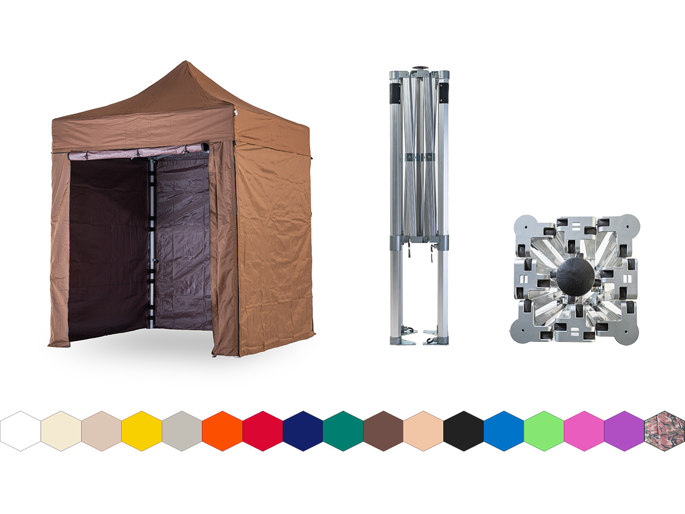 Nůžkový párty stan 2x2 m TENTino BIG HEXAGON EXTREME Barva opláštění: 10A - HNĚDÁ