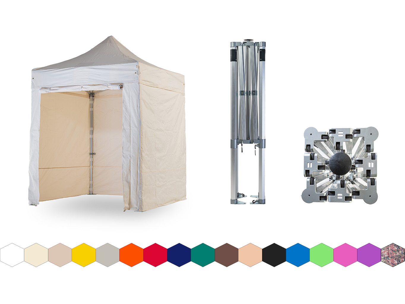 Nůžkový párty stan 2x2 m TENTino BIG HEXAGON EXTREME Barva opláštění: 2A - KRÉMOVÁ