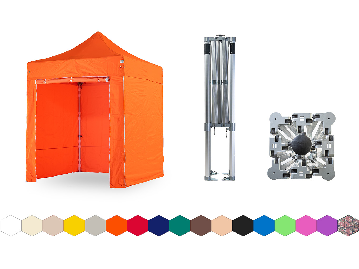 Nůžkový párty stan 2x2 m TENTino BIG HEXAGON EXTREME Barva opláštění: 6A - ORANŽOVÁ