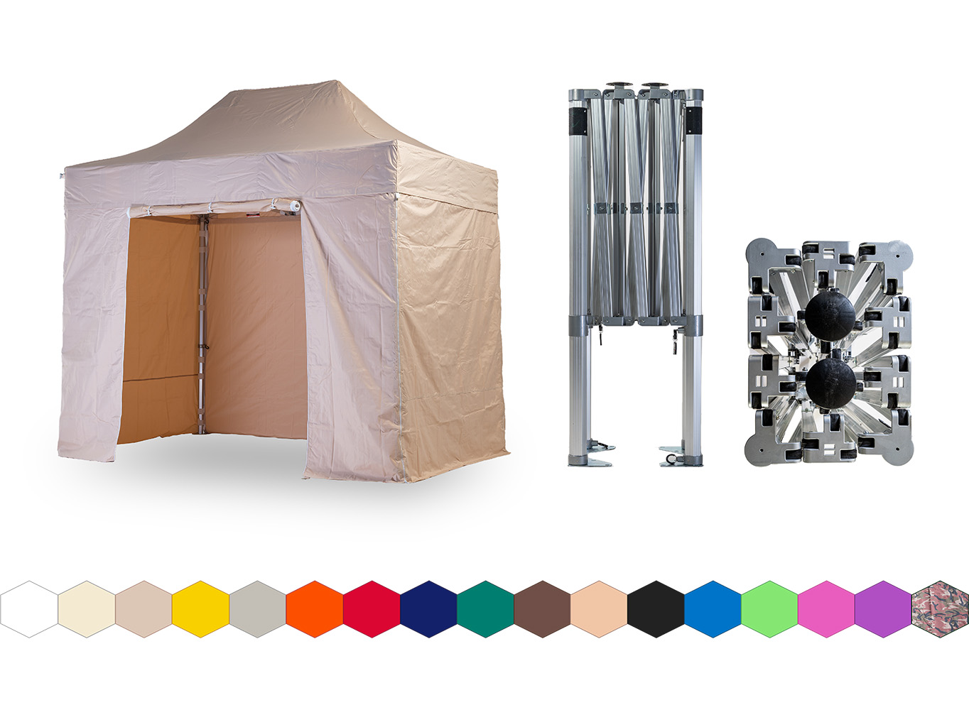 Nůžkový párty stan 2x3 m TENTino BIG HEXAGON EXTREME Barva opláštění: 3A - BÉŽOVÁ