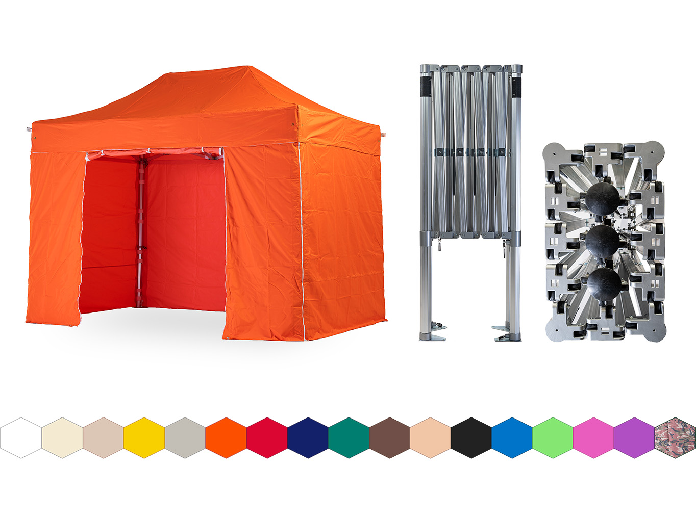 Nůžkový párty stan 2x4 m TENTino BIG HEXAGON Barva opláštění: 6A - ORANŽOVÁ