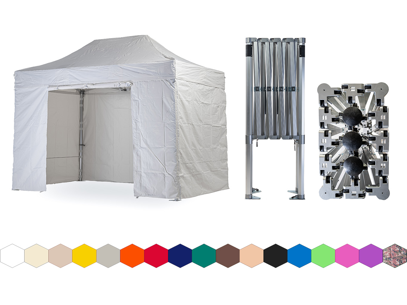 Nůžkový párty stan 2x4 m TENTino BIG HEXAGON Barva opláštění: 1A - BÍLÁ