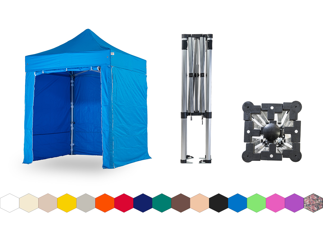 Nůžkový párty stan 2x2 m TENTino SMALL HEXAGON Barva opláštění: 12A - SVĚTLE MODRÁ