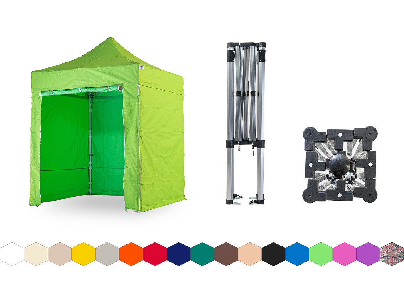 Nůžkový párty stan 2x2 m TENTino SMALL HEXAGON Barva opláštění: 13A - SVĚTLE ZELENÁ