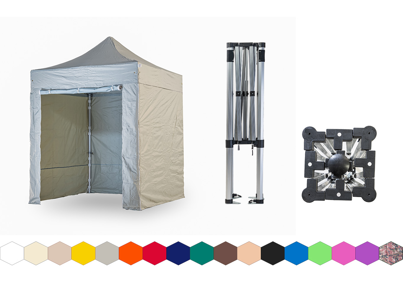 Nůžkový párty stan 2x2 m TENTino SMALL HEXAGON Barva opláštění: 5A - ŠEDÁ