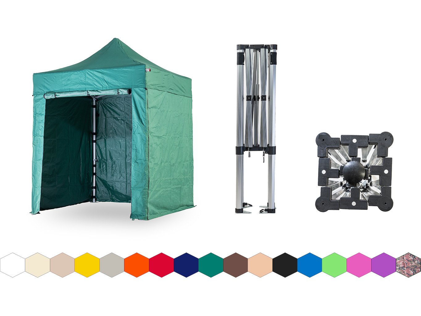 Nůžkový párty stan 2x2 m TENTino SMALL HEXAGON Barva opláštění: 9A - ZELENÁ