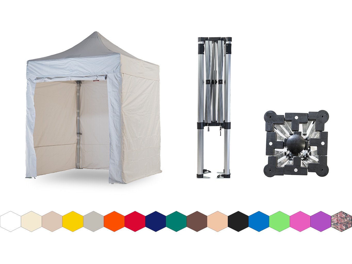 Nůžkový párty stan 2x2 m TENTino SMALL HEXAGON Barva opláštění: 1A - BÍLÁ