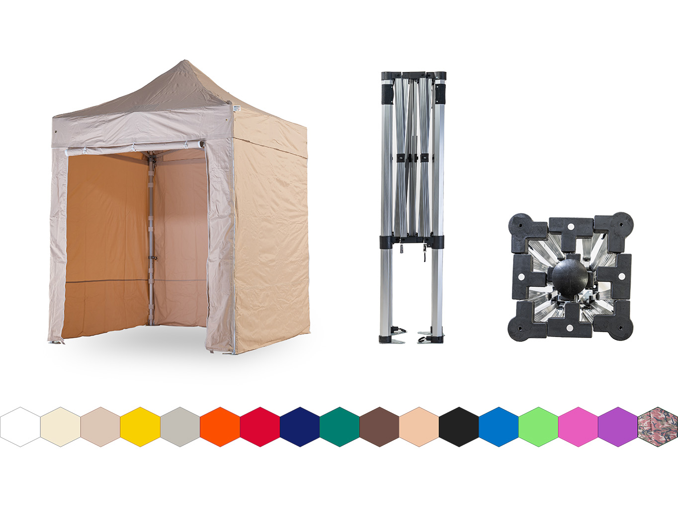 Nůžkový párty stan 2x2 m TENTino SMALL HEXAGON Barva opláštění: 3A - BÉŽOVÁ