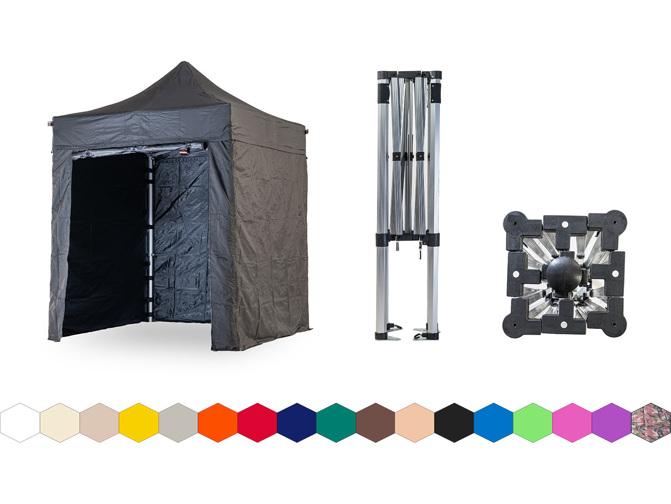 Nůžkový párty stan 2x2 m TENTino SMALL HEXAGON Barva opláštění: 11A - ČERNÁ