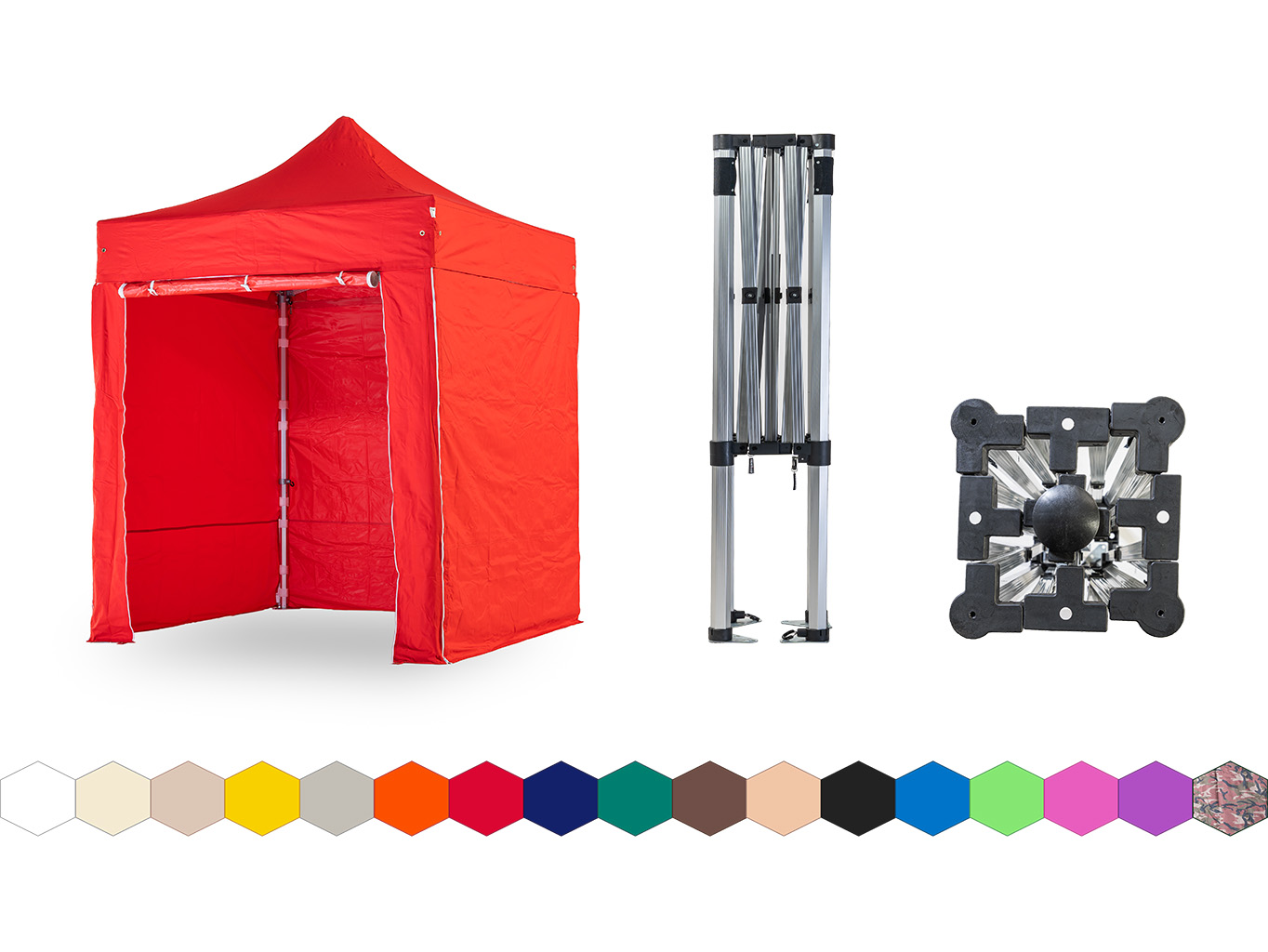 Nůžkový párty stan 2x2 m TENTino SMALL HEXAGON Barva opláštění: 7A - ČERVENÁ