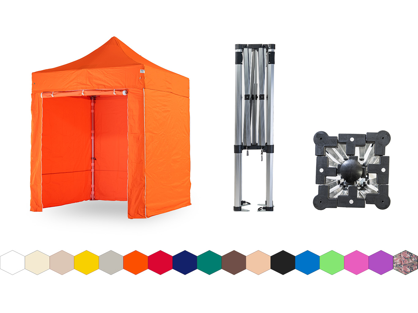 Nůžkový párty stan 2x2 m TENTino SMALL HEXAGON Barva opláštění: 6A - ORANŽOVÁ