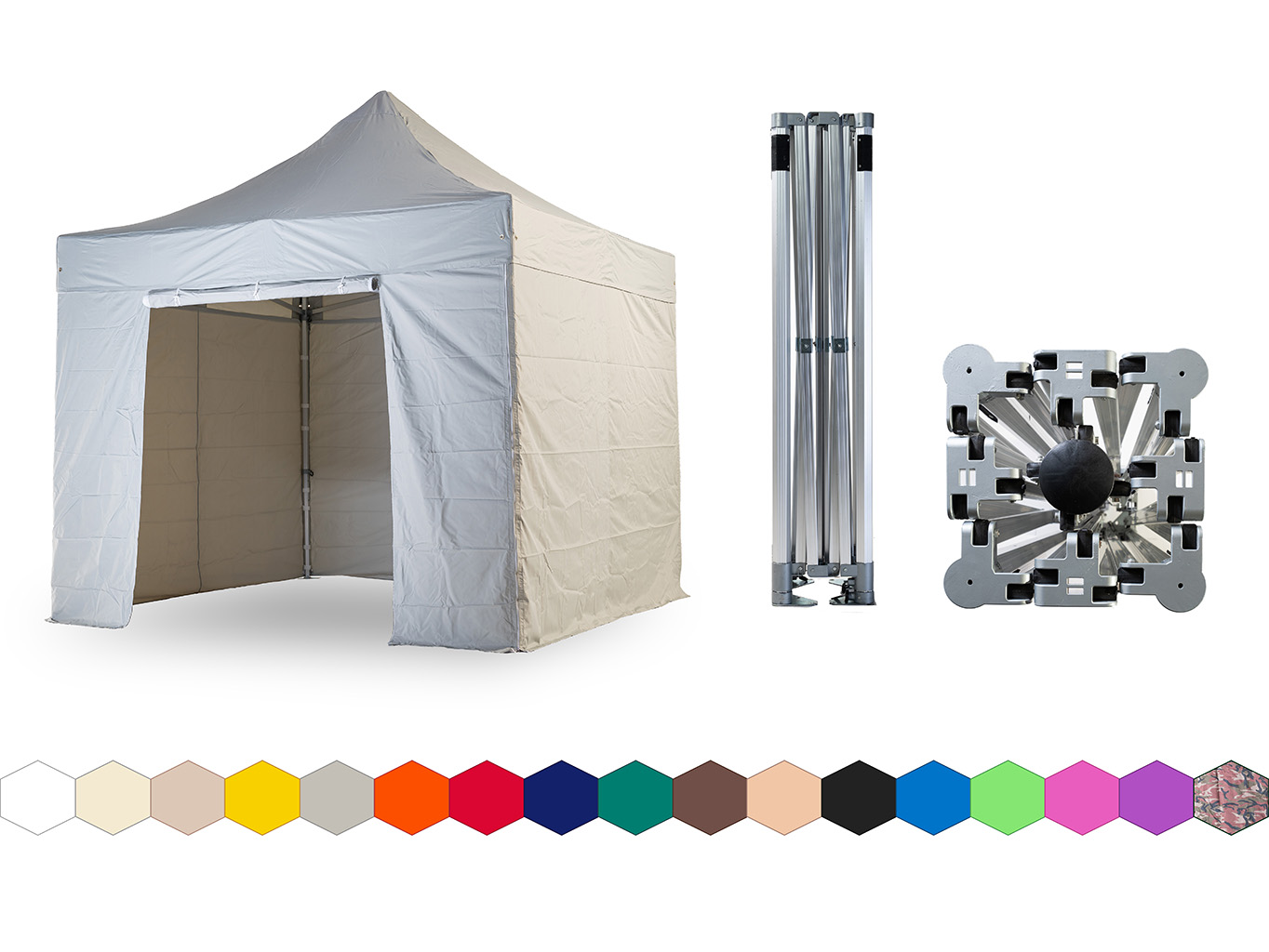 Nůžkový párty stan 3x3 m TENTino BIG HEXAGON Barva opláštění: 5A - ŠEDÁ