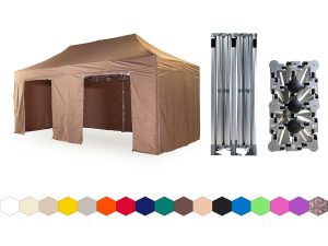 Nůžkový párty stan 3x6 m /6 noh TENTino BIG HEXAGON Barva opláštění: 10B - SVĚTLE HNĚDÁ