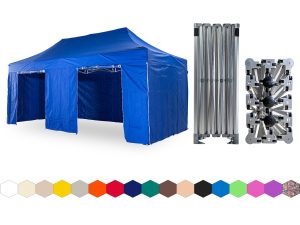 Nůžkový párty stan 3x6 m /4 nohy TENTino BIG HEXAGON Barva opláštění: 8A - MODRÁ