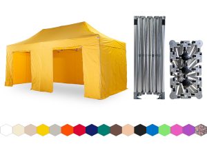 Nůžkový párty stan 3x6 m /4 nohy TENTino BIG HEXAGON Barva opláštění: 4A - ŽLUTÁ