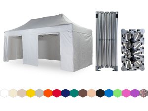 Nůžkový párty stan 3x6 m /4 nohy TENTino BIG HEXAGON Barva opláštění: 1A - BÍLÁ