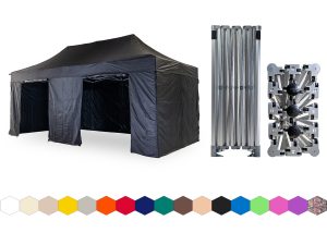 Nůžkový párty stan 3x6 m /4 nohy TENTino BIG HEXAGON Barva opláštění: 11A - ČERNÁ