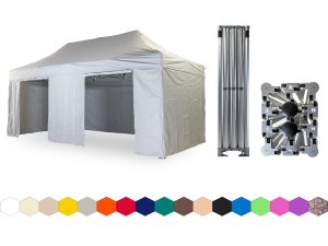 Nůžkový párty stan 4x6 m /4 nohy TENTino BIG HEXAGON Barva opláštění: 5A - ŠEDÁ