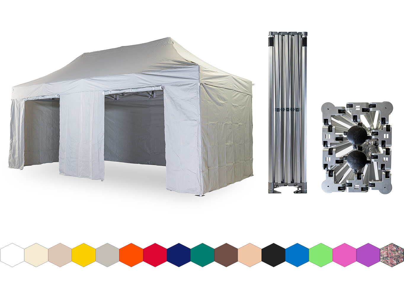 Nůžkový párty stan 4x6 m /4 nohy TENTino BIG HEXAGON Barva opláštění: 5A - ŠEDÁ