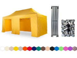 Nůžkový párty stan 4x6 m /4 nohy TENTino BIG HEXAGON Barva opláštění: 4A - ŽLUTÁ