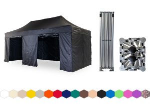Nůžkový párty stan 4x6 m /4 nohy TENTino BIG HEXAGON Barva opláštění: 11A - ČERNÁ