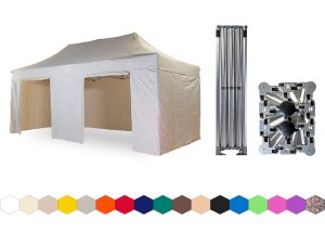 Nůžkový párty stan 4x6 m /4 nohy TENTino BIG HEXAGON Barva opláštění: 2A - KRÉMOVÁ