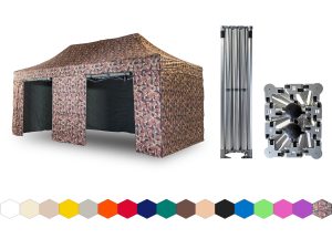 Nůžkový párty stan 4x6 m /4 nohy TENTino BIG HEXAGON Barva opláštění: 16A - MASKÁČOVÁ