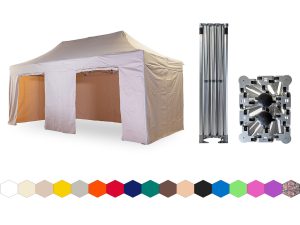 Nůžkový párty stan 4x6 m /4 nohy TENTino BIG HEXAGON Barva opláštění: 3A - BÉŽOVÁ