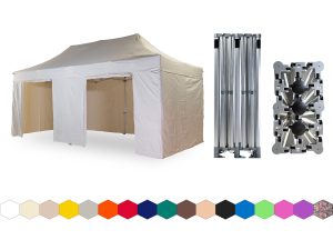 Nůžkový párty stan 4x8 m TENTino BIG HEXAGON Barva opláštění: 2A - KRÉMOVÁ
