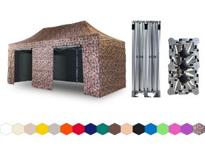 Nůžkový párty stan 4x8 m TENTino BIG HEXAGON Barva opláštění: 16A - MASKÁČOVÁ