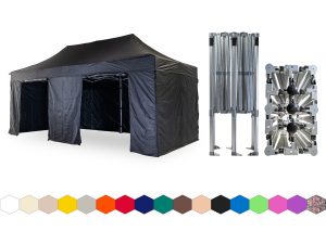 Nůžkový párty stan 4x6 m /6 noh TENTino BIG HEXAGON Barva opláštění: 11A - ČERNÁ