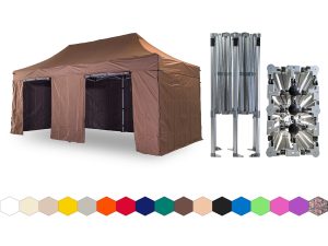 Nůžkový párty stan 4x6 m /6 noh TENTino BIG HEXAGON Barva opláštění: 10A - HNĚDÁ