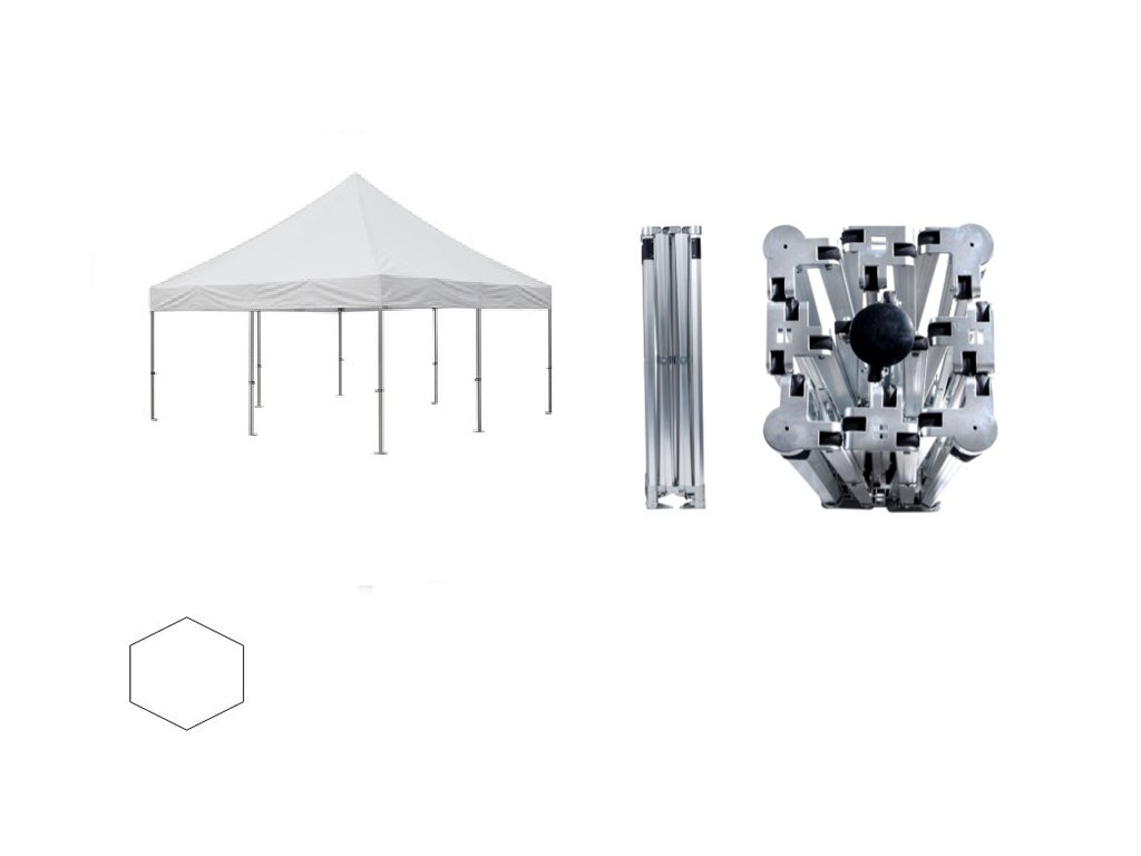 Nůžkový párty stan 6x6 m TENTino BIG HEXAGON EXTREME Barva opláštění: 8A - MODRÁ