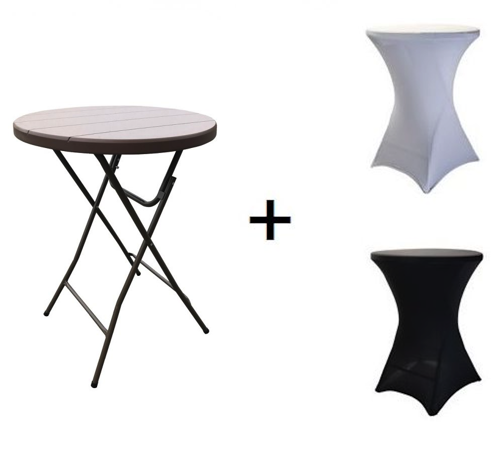 TENTino Bistro stůl koktejlový průměr 80 cm - IMITACE DŘEVA BSTL80D Barva: ČERNÁ