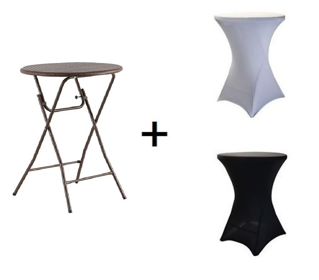 TENTino Bistro stůl koktejlový průměr 80 cm - IMITACE RATANU BSTL80R Barva: ČERNÁ