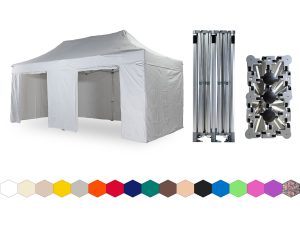 Nůžkový párty stan 3x6 m /6 noh TENTino BIG HEXAGON EXTREME Barva opláštění: 1A - BÍLÁ