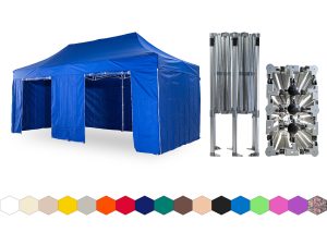 Nůžkový párty stan 4x6 m /6 noh TENTino BIG HEXAGON EXTREME Barva opláštění: 8A - MODRÁ