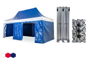 Nůžkový párty stan 3x6 m TENTino BH EXTREME PVC EXTRA HIGH ROOF Barva opláštění: 8A - MODRÁ / BLUE (VOLÁNY BÍLÉ)