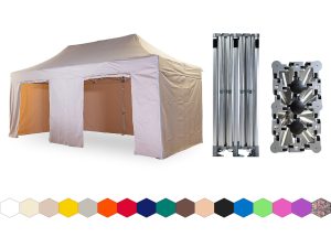 Nůžkový párty stan 4x8 m TENTino BIG HEXAGON EXTREME Barva opláštění: 3A - BÉŽOVÁ