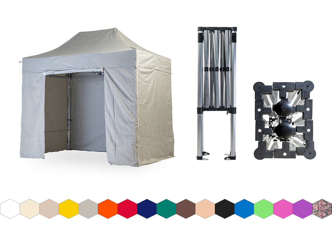 Nůžkový párty stan 2x3 m TENTino SMALL HEXAGON Barva opláštění: 5A - ŠEDÁ