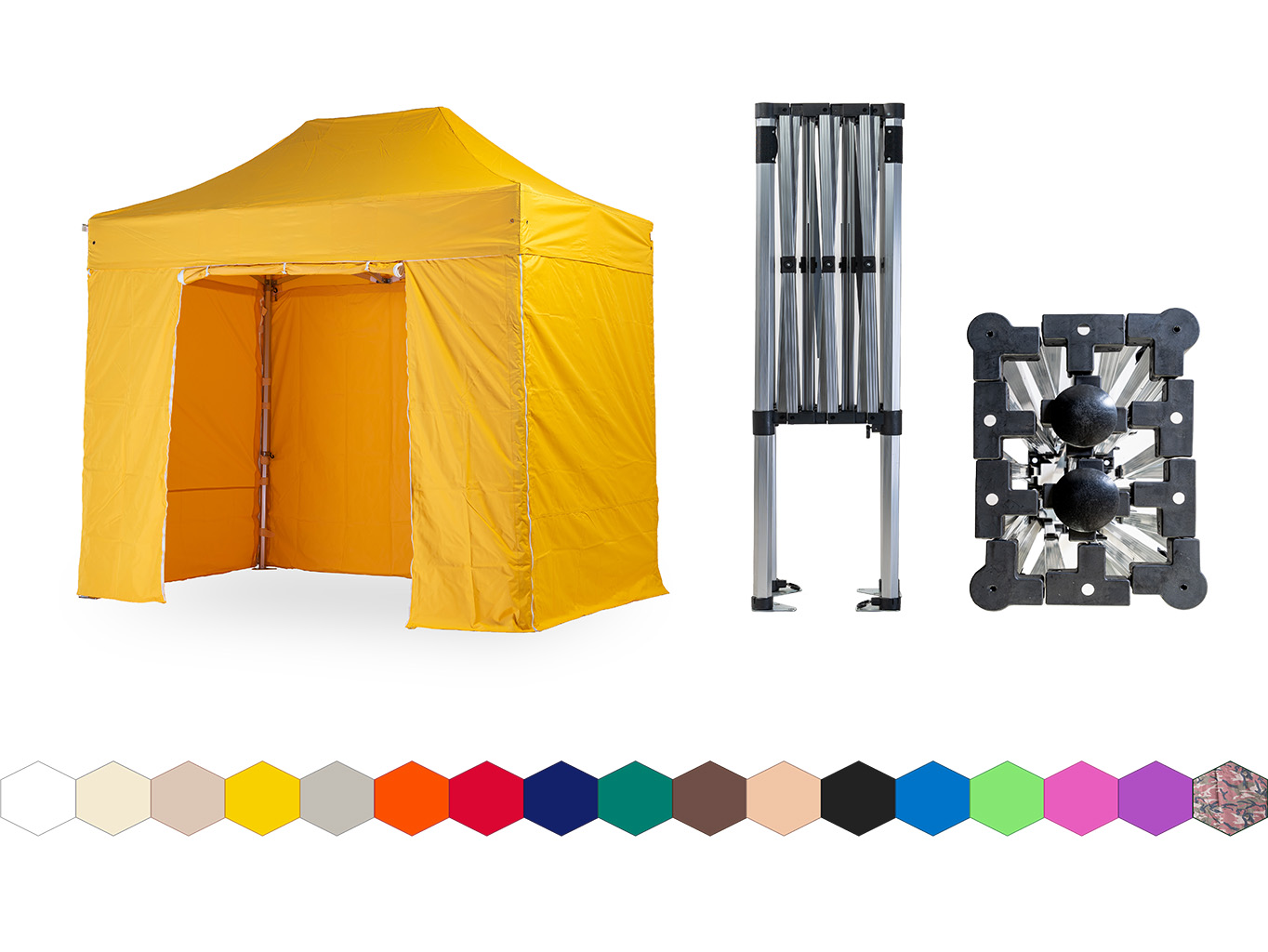 Nůžkový párty stan 2x3 m TENTino SMALL HEXAGON Barva opláštění: 4A - ŽLUTÁ